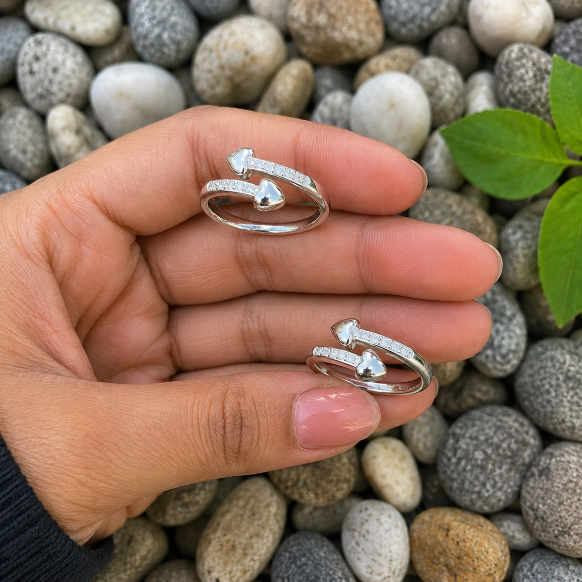 Elegant Pure Silver Stone Toe Ring for Women - Handmade Adjustable