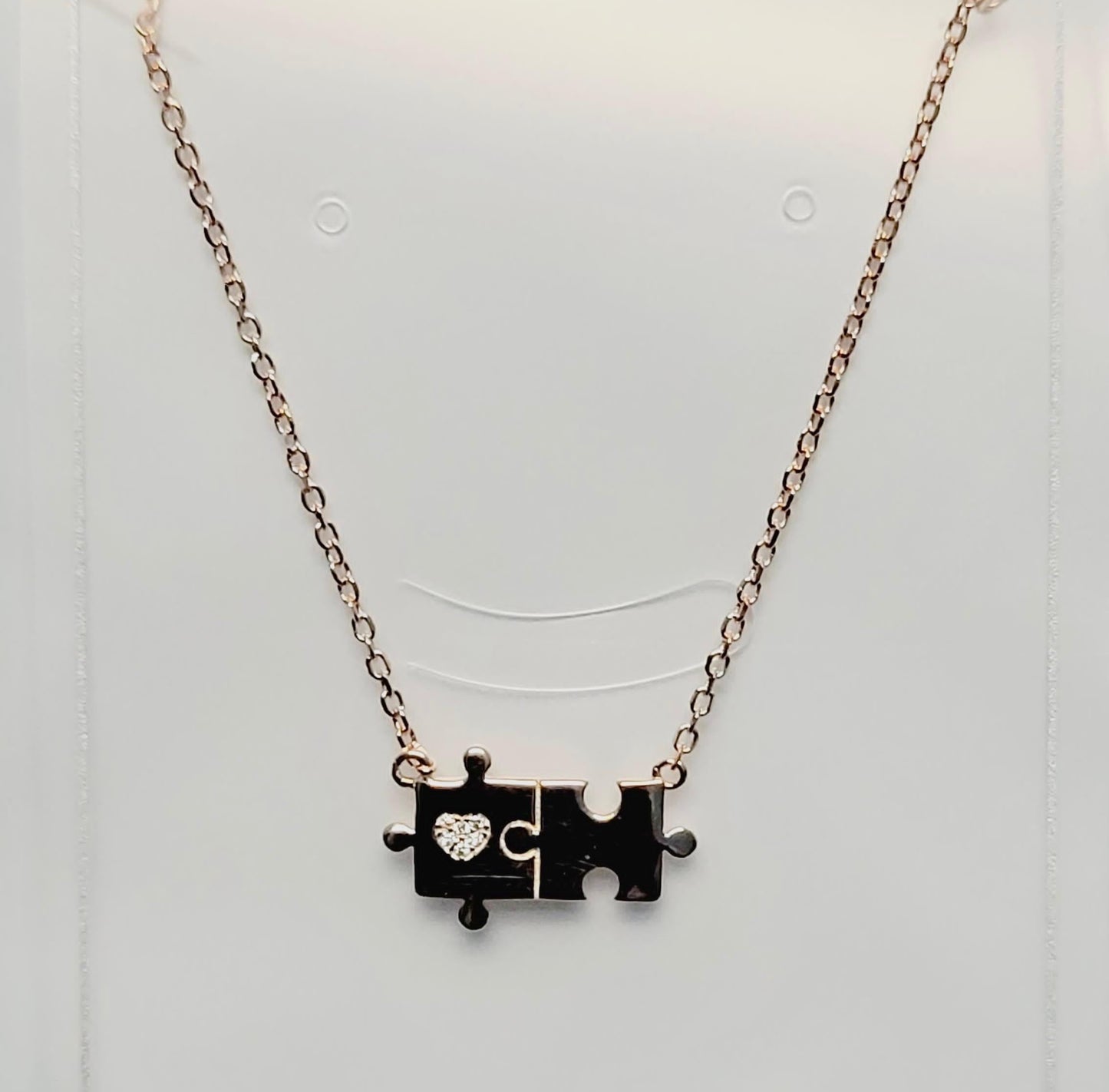 Elegant Puzzle Piece Pendant Necklace for Women – Unique Gold Plated Minimalist Necklace, Heart Cutout, Friendship & Couple Jewelry Gift. Silvergift.in