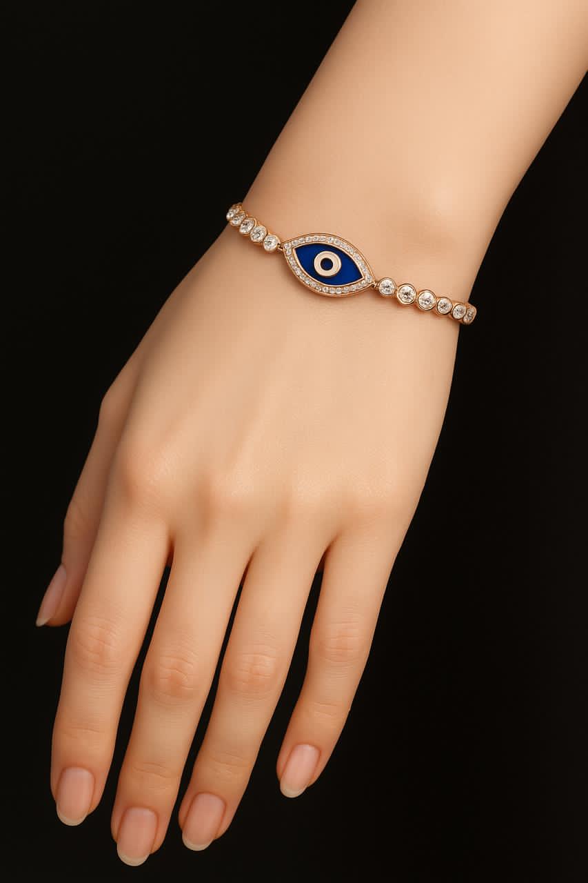Elegant Evil Eye Stone Bracelet for Women – Blue Protection Charm, Adjustable Designer Jewelry, Trendy Good Luck Gift. Silvergift.in