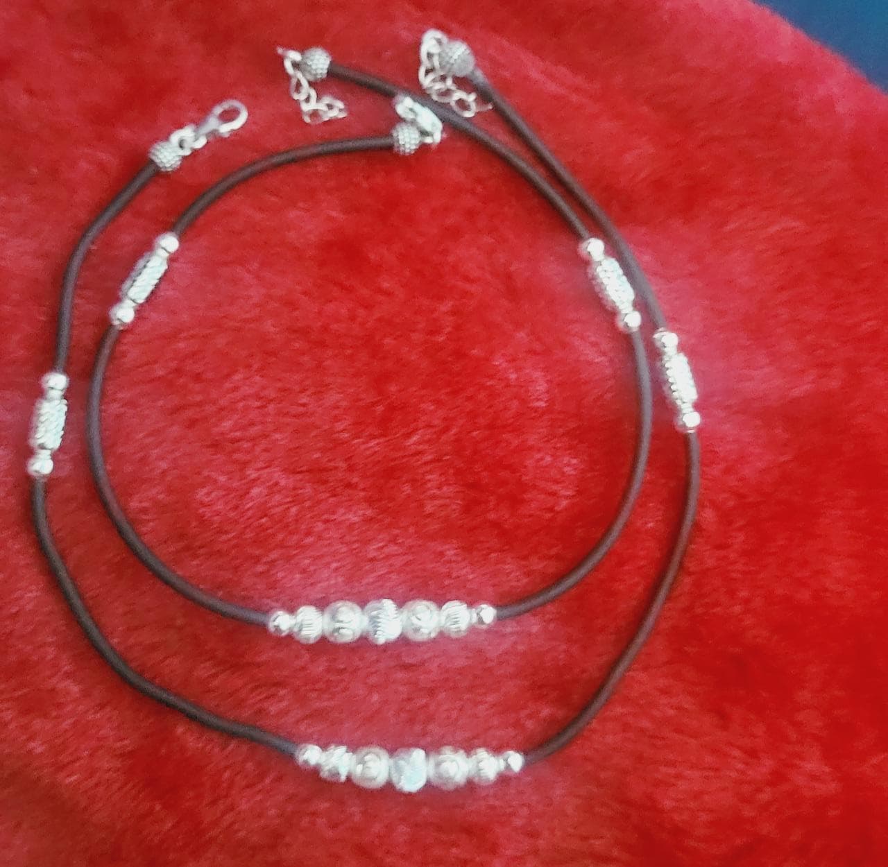 Sterling Silver Black Rope Anklet for Women – Minimalist Ankle Bracelet Silvergift.in