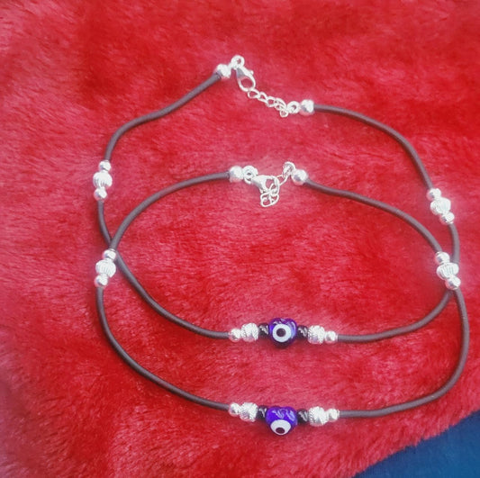 Elegant Silver Anklet with Black Rope – Trendy Women’s Foot Jewelry Silvergift.in